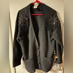Muse Black Textured Women's Cardigan